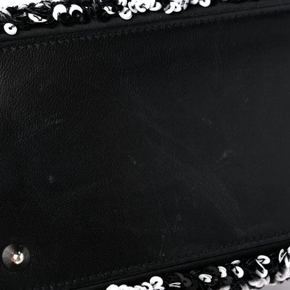 Christian Dior Lambskin Sequin Embellished Medium Lady Dior Black White 12 of 15