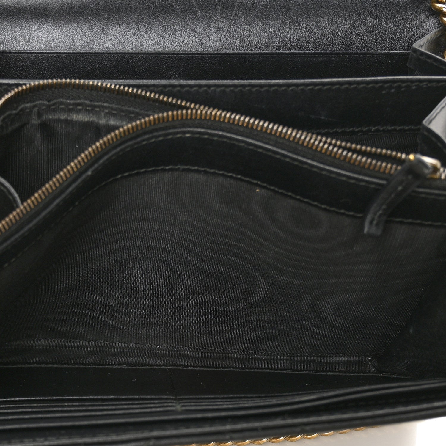 Gucci Calfskin Matelasse GG Marmont Chain Wallet Black 6 of 8
