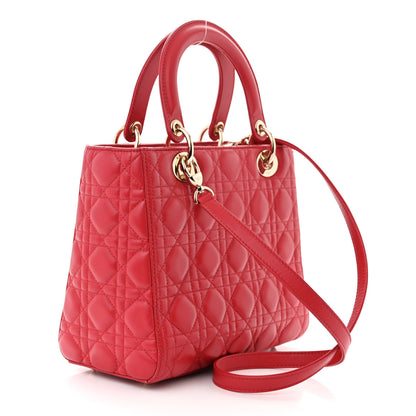 Christian Dior Lambskin Cannage Medium Lady Dior Red 3 of 10