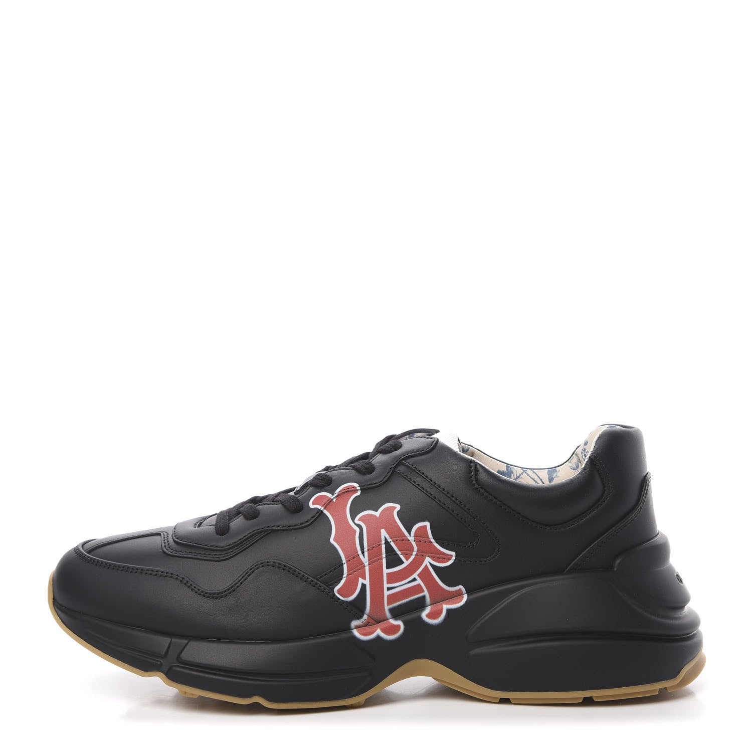 Gucci X MLB Calfskin LA Dodgers Mens Rhyton Sneakers 9 Black 1 of 9