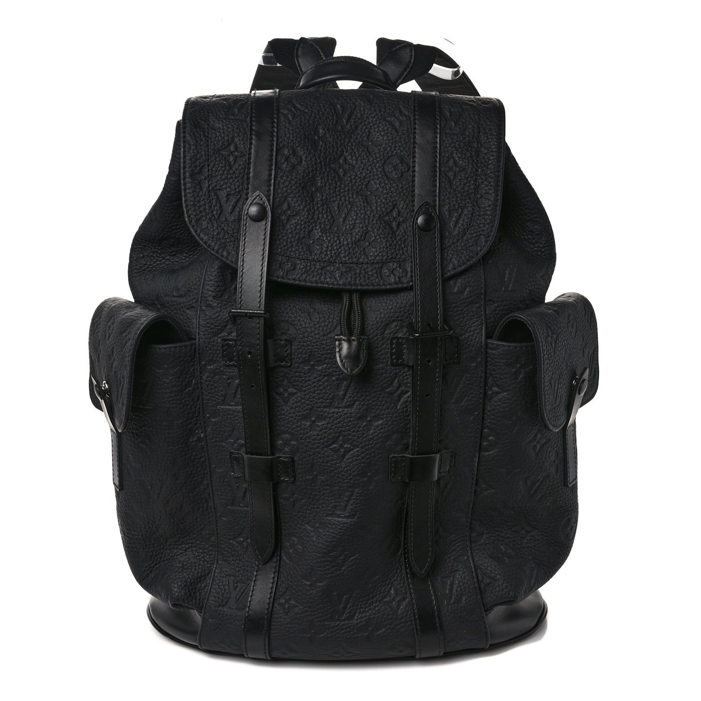 LOUIS VUITTON Taurillon Monogram Christopher MM Backpack Black