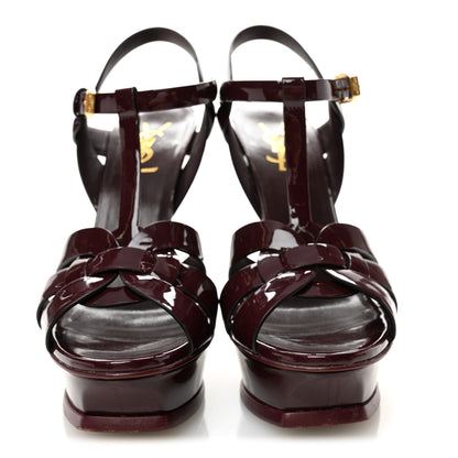 Saint Laurent Patent Tribute 105 Platform Sandals 37.5 Barolo 2 of 10