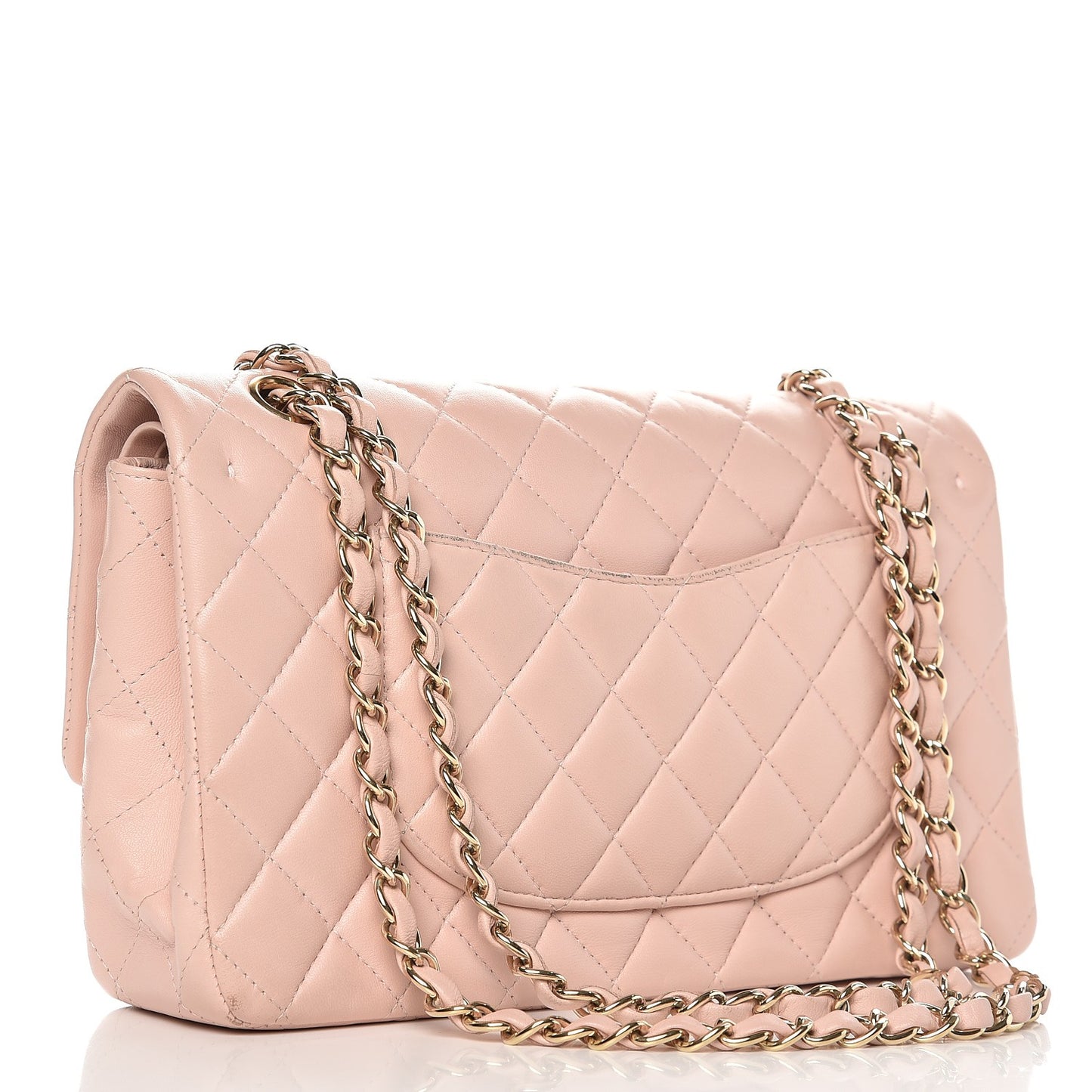 Lambskin Quilted Medium Double Flap Light Pink