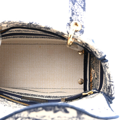 Christian Dior Canvas Toile De Jouy Embroidered Medium Lady D-Lite Navy 5 of 13