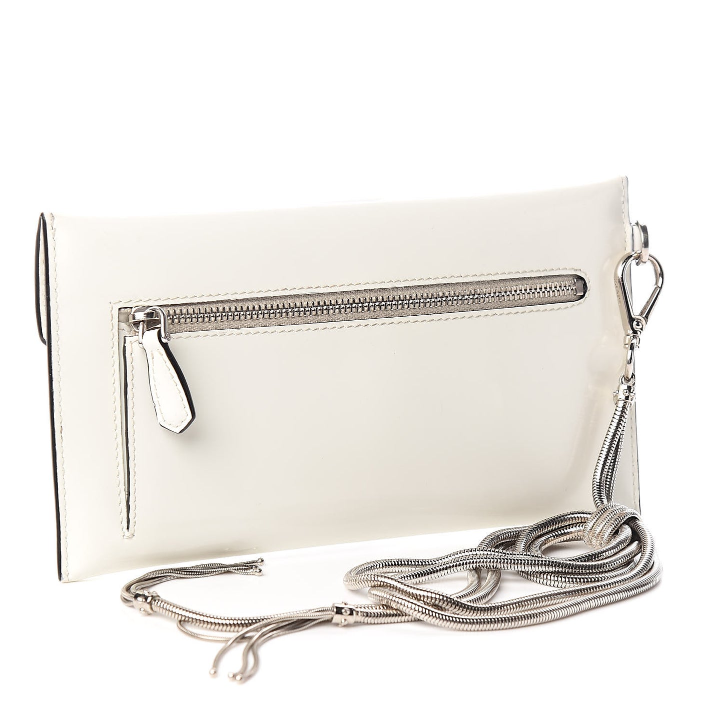 Spazzolato Logo Envelope Clutch White