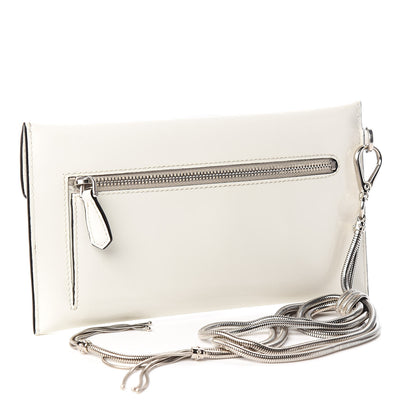 Prada Spazzolato Logo Envelope Clutch White 3 of 8
