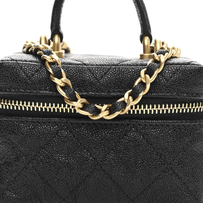 Chanel Caviar Quilted Mini Top Handle Vanity With Chain Black 7 of 9