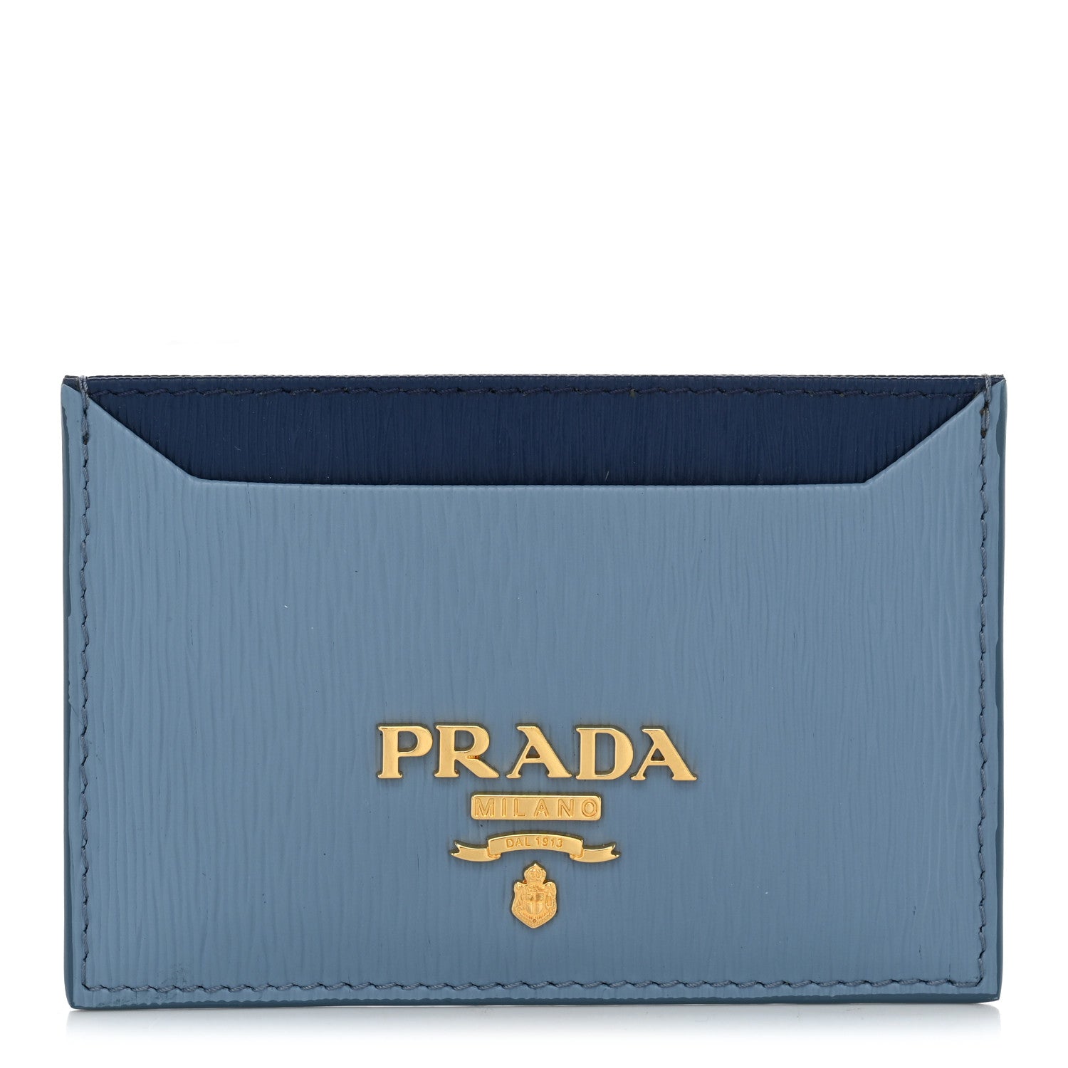 Prada Vitello Move Metal Card Holder Astrale Blue 1 of 7
