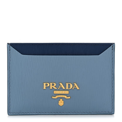 Prada Vitello Move Metal Card Holder Astrale Blue 1 of 7