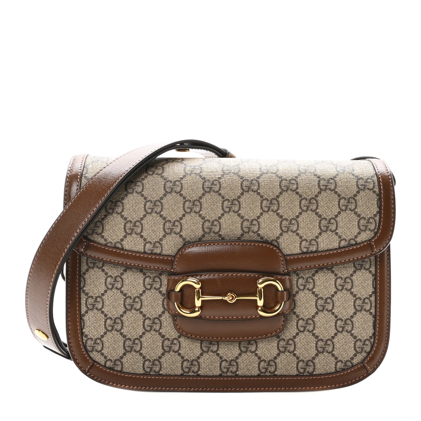 GG Supreme Monogram Horsebit 1955 Shoulder Bag Beige Brown Sugar