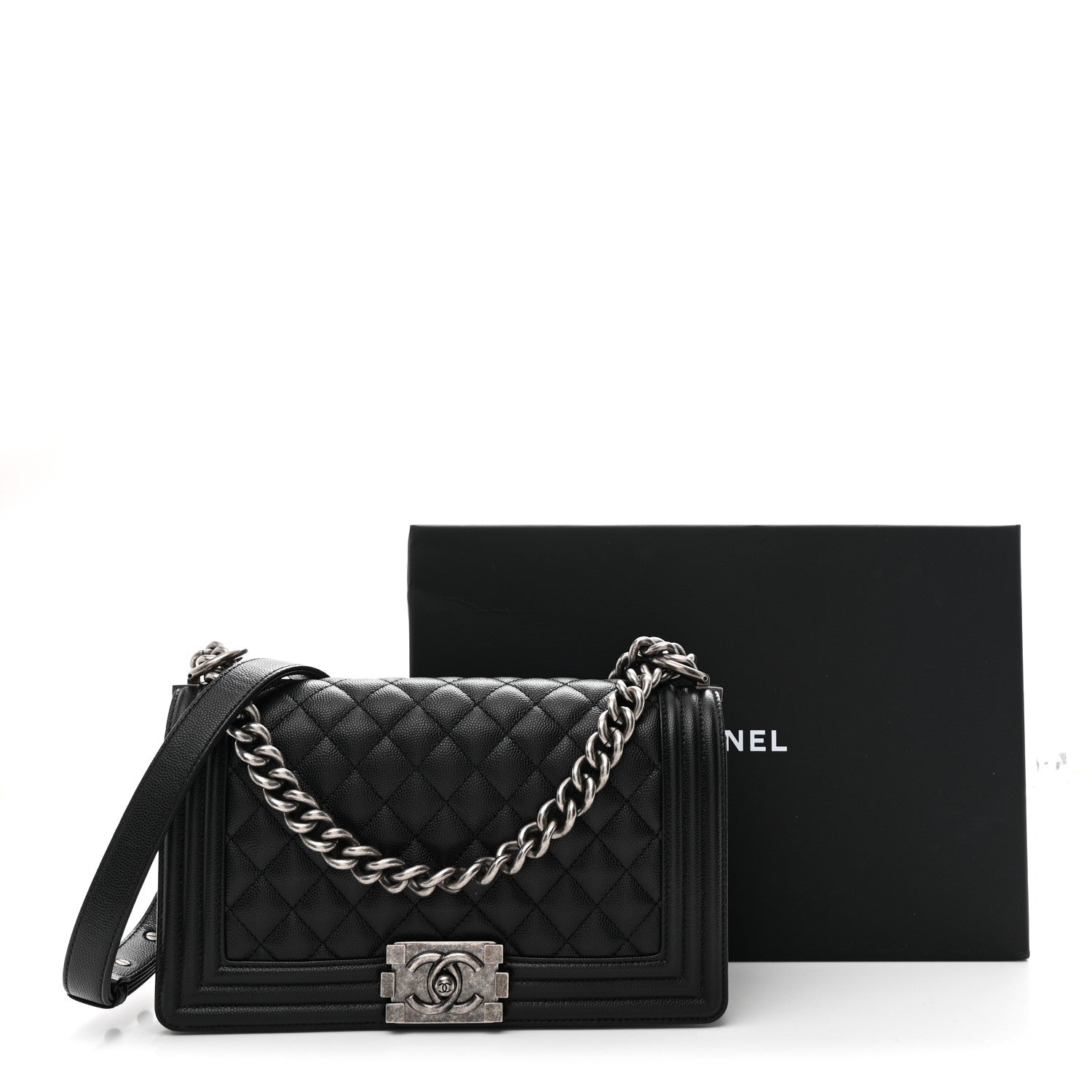 Chanel Caviar Quilted Medium Boy Flap Black 11 of 11