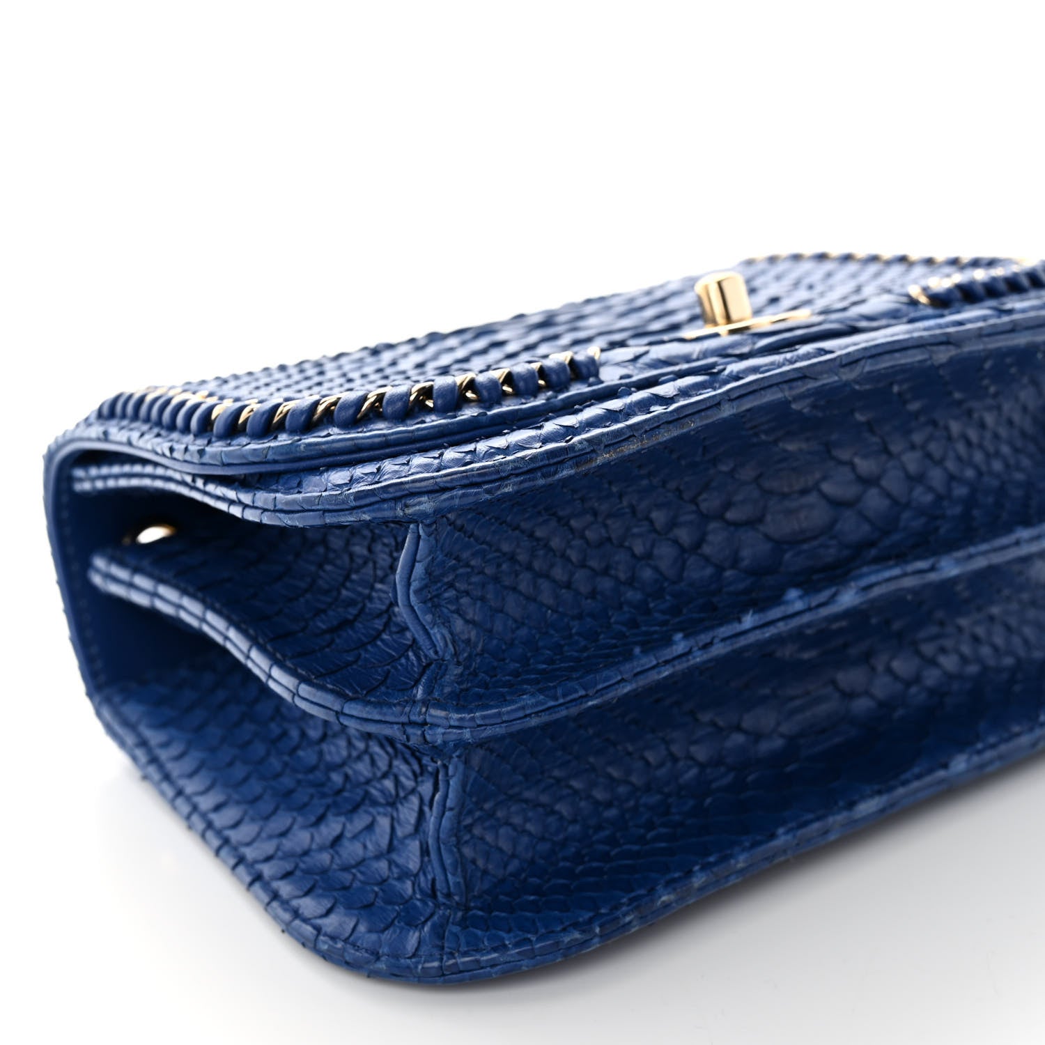 Chanel Snakeskin Small Braided Chic Flap Blue 9 of 19
