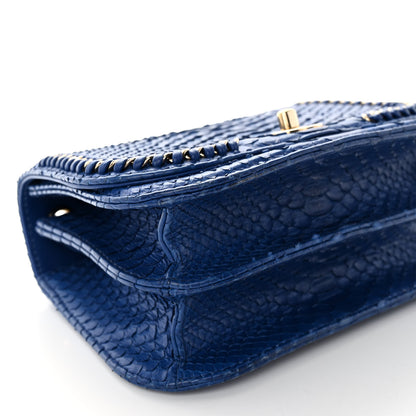 Chanel Snakeskin Small Braided Chic Flap Blue 9 of 19