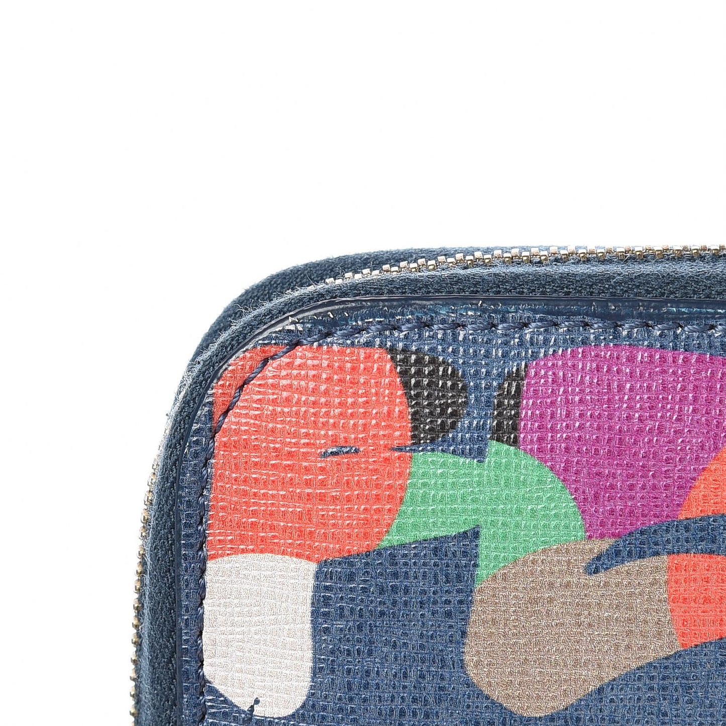 Vitello Elite Fendi Roma Mini Zip Around Wallet Cobalt Multicolor