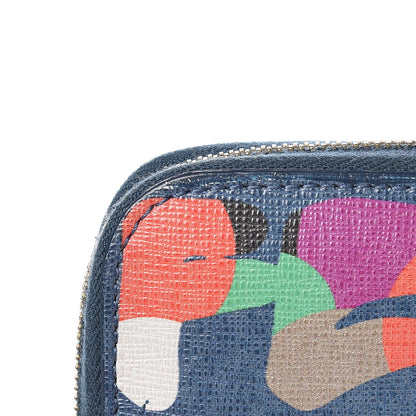 Fendi Vitello Elite Fendi Roma Mini Zip Around Wallet Cobalt Multicolor 8 of 11