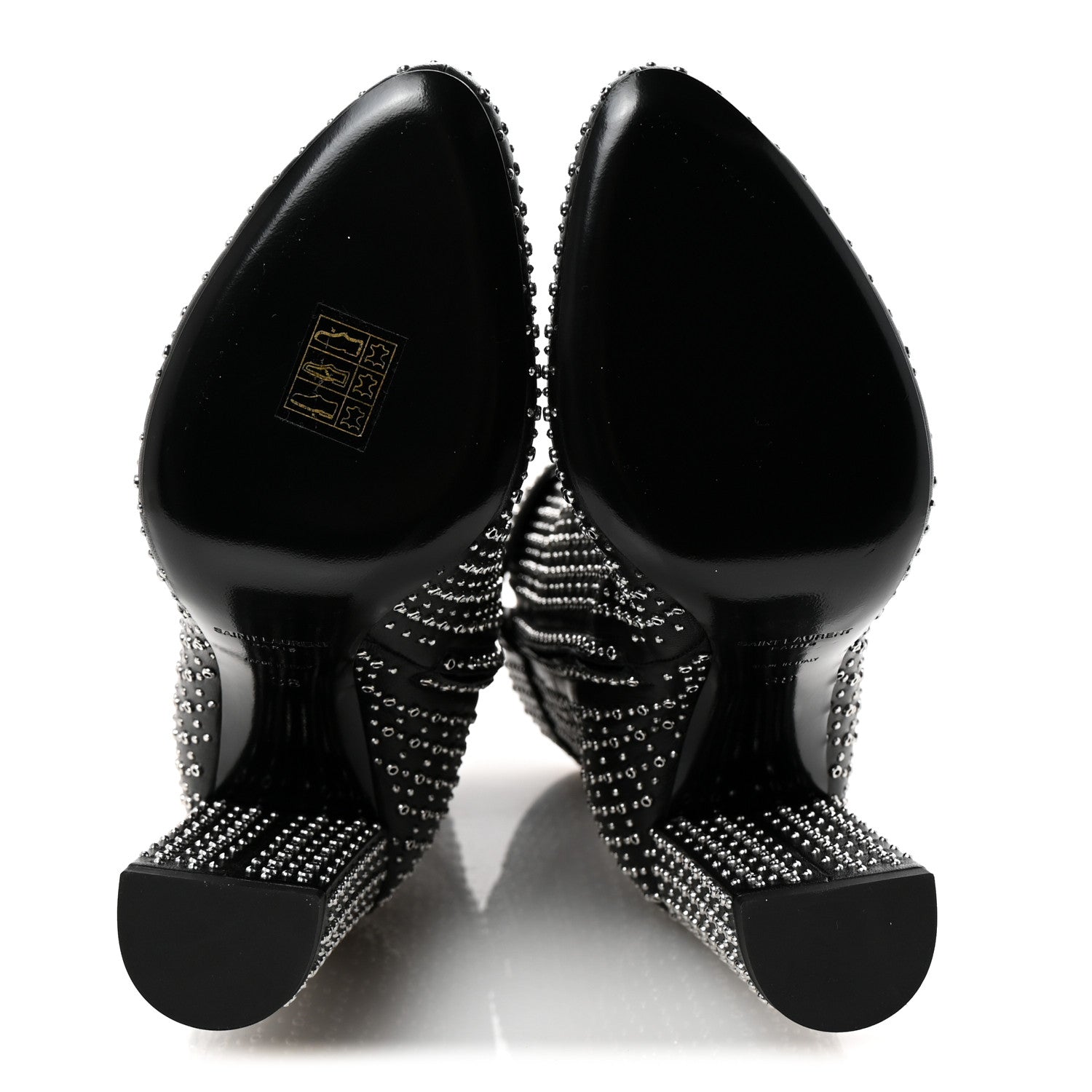 Saint Laurent Nappa Studded Joplin Buckle Booties 38 Black 6 of 10