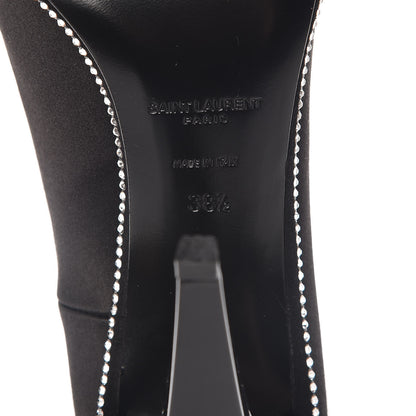 Saint Laurent Satin Crystal Embellished Freja 105 Pumps 38.5 Black 6 of 8