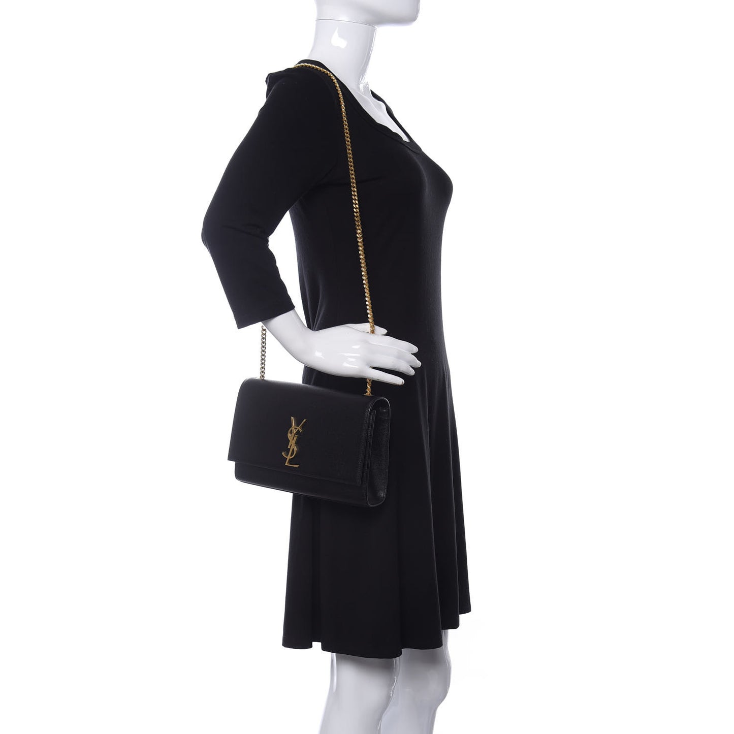 Grain De Poudre Medium Classic Monogram Kate Satchel Black