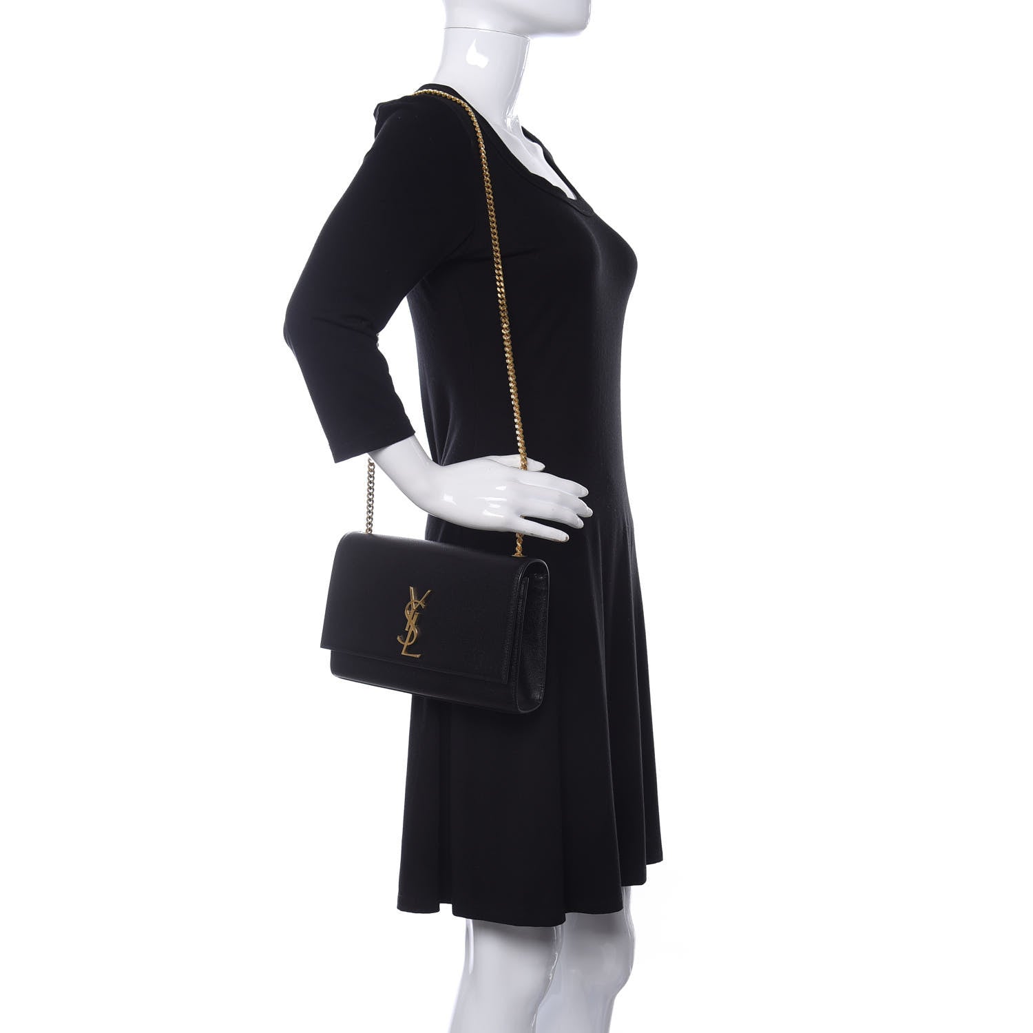Saint Laurent Grain De Poudre Medium Classic Monogram Kate Satchel Black 2 of 11