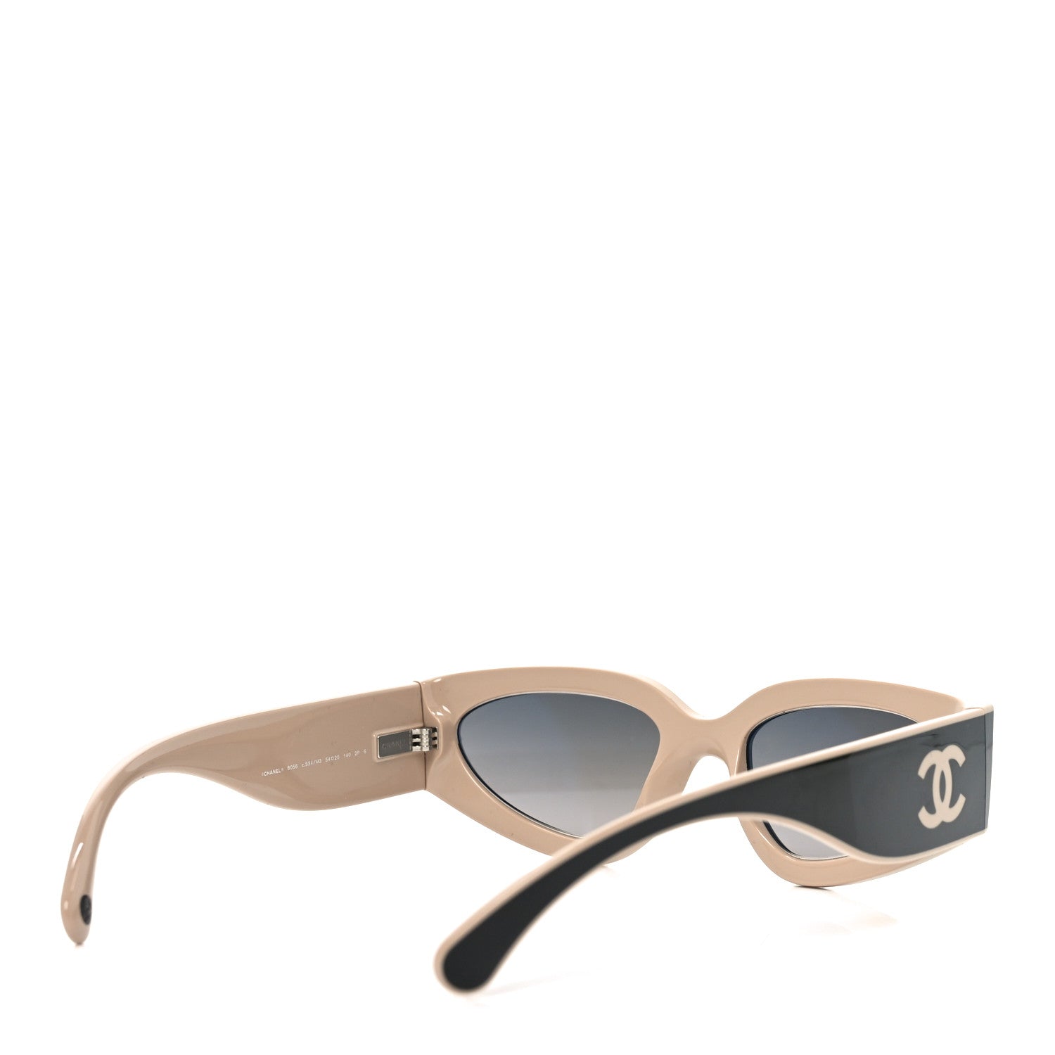 Chanel Acetate Cat Eye Sunglasses 6056 Black Beige 4 of 7