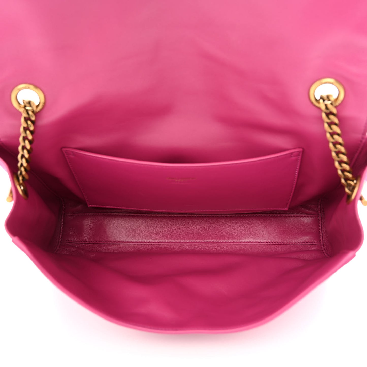 Smooth Calfskin Suede Medium Reversible Monogram Kate Satchel Rose Rubis