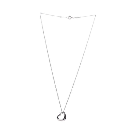 Tiffany Sterling Silver Pink Sapphire Elsa Peretti 16mm Open Heart Pendant Necklace 3 of 8
