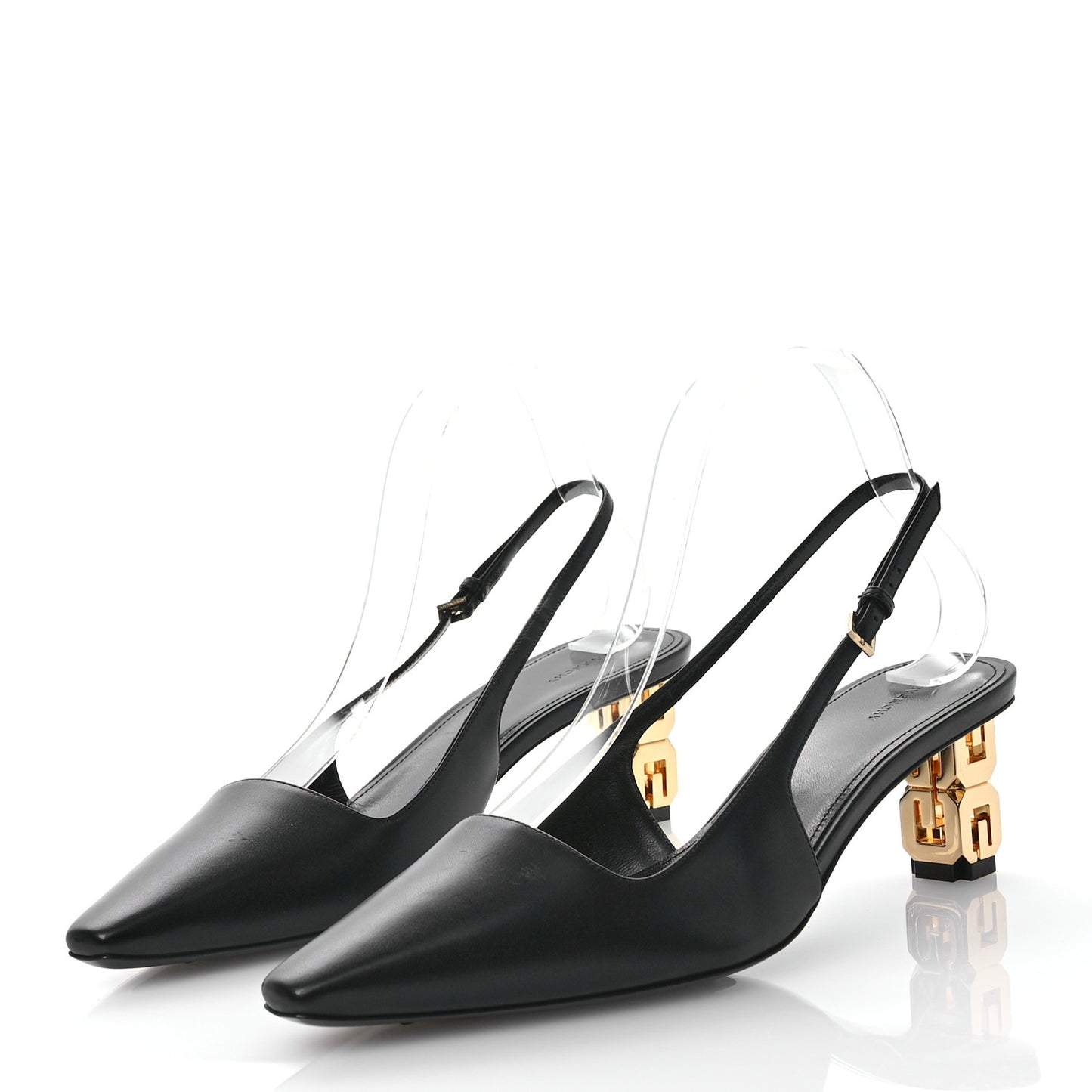 Calfskin G Cube 50mm Slingback Pumps 38 Black