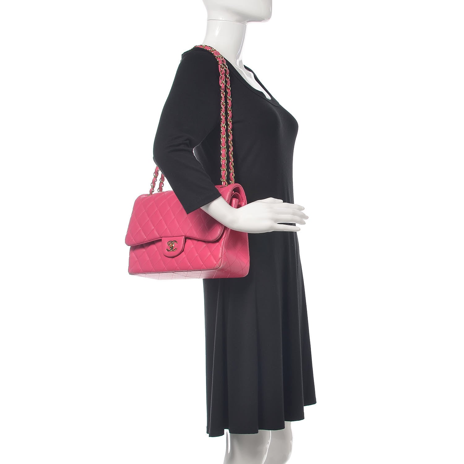 Chanel Lambskin Quilted Jumbo Double Flap Fuchsia 2 of 23
