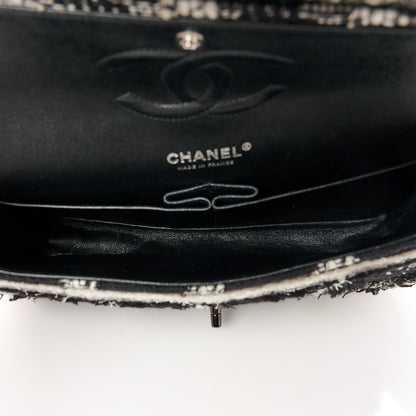 Chanel Tweed Quilted Tartan Medium Double Flap Black White 5 of 11