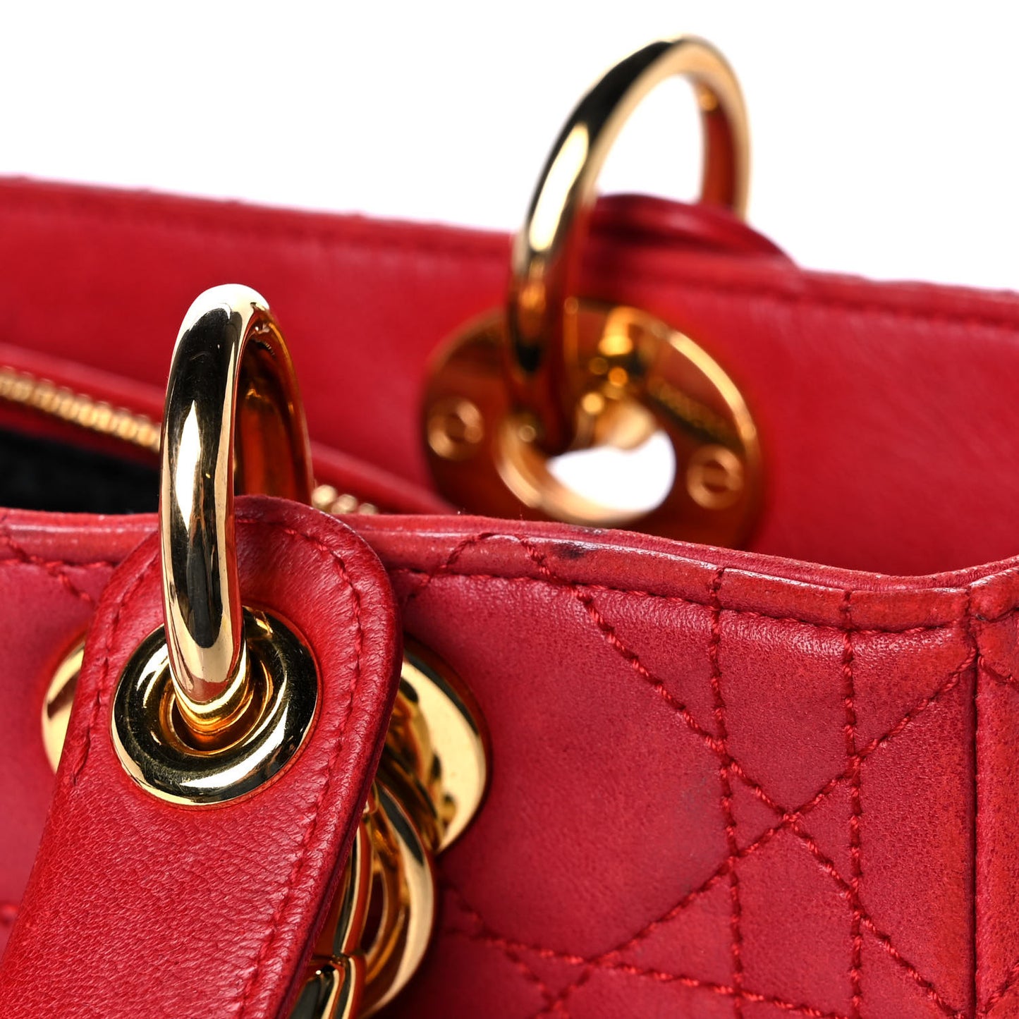 Lambskin Cannage Medium Lady Dior Red