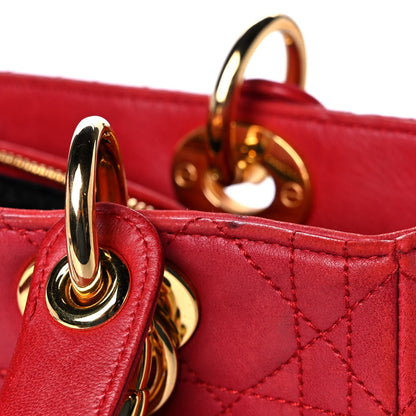 Christian Dior Lambskin Cannage Medium Lady Dior Red 11 of 12