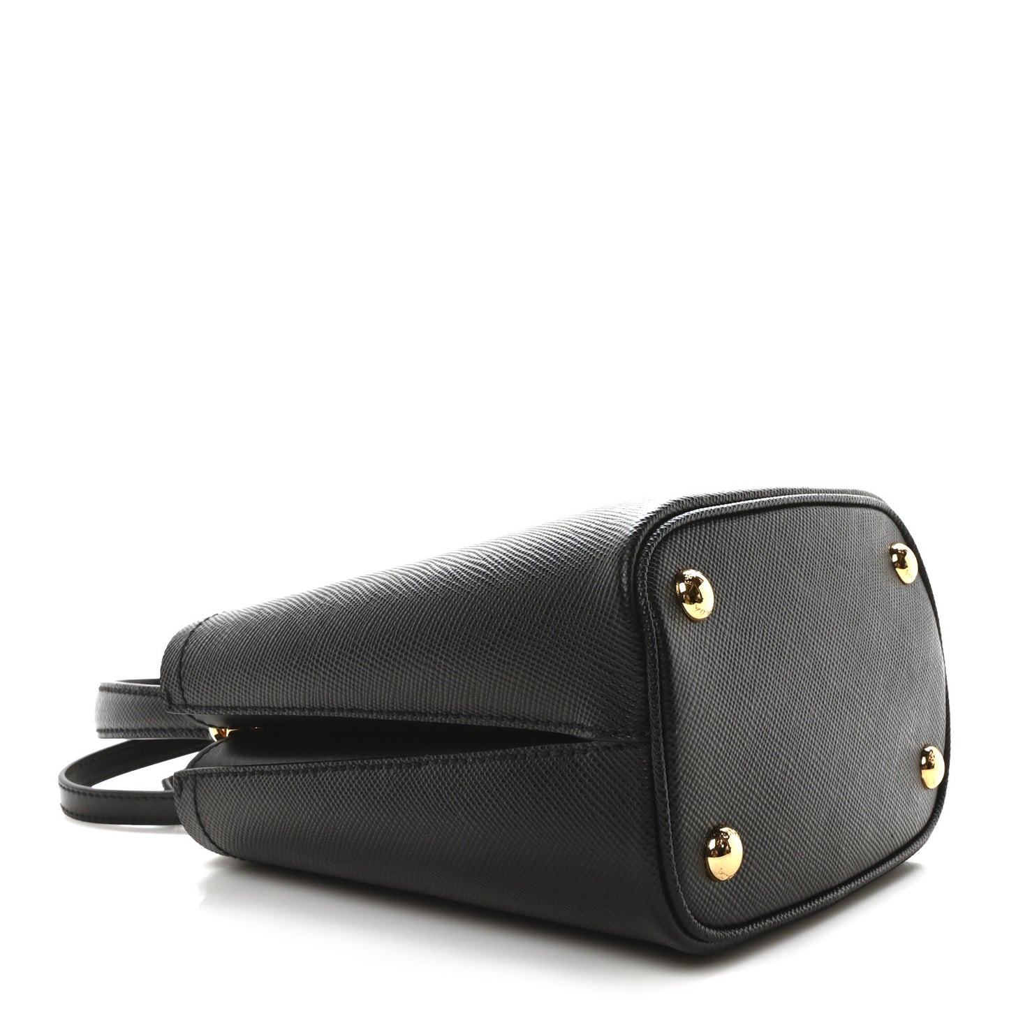 Saffiano Cuir Small Panier Bucket Bag Black Fuoco