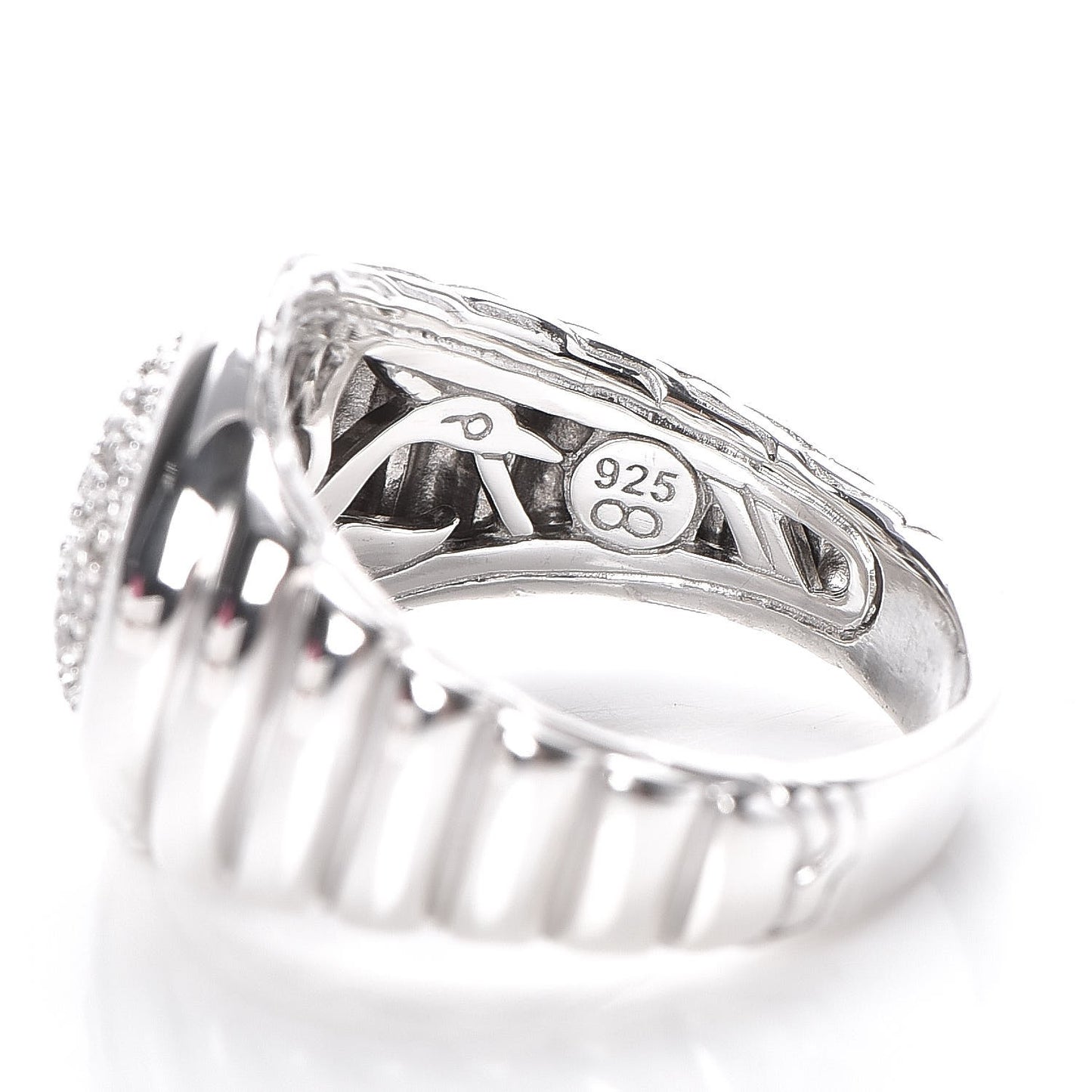 Sterling Silver Diamond Bedeg Ring 57 8