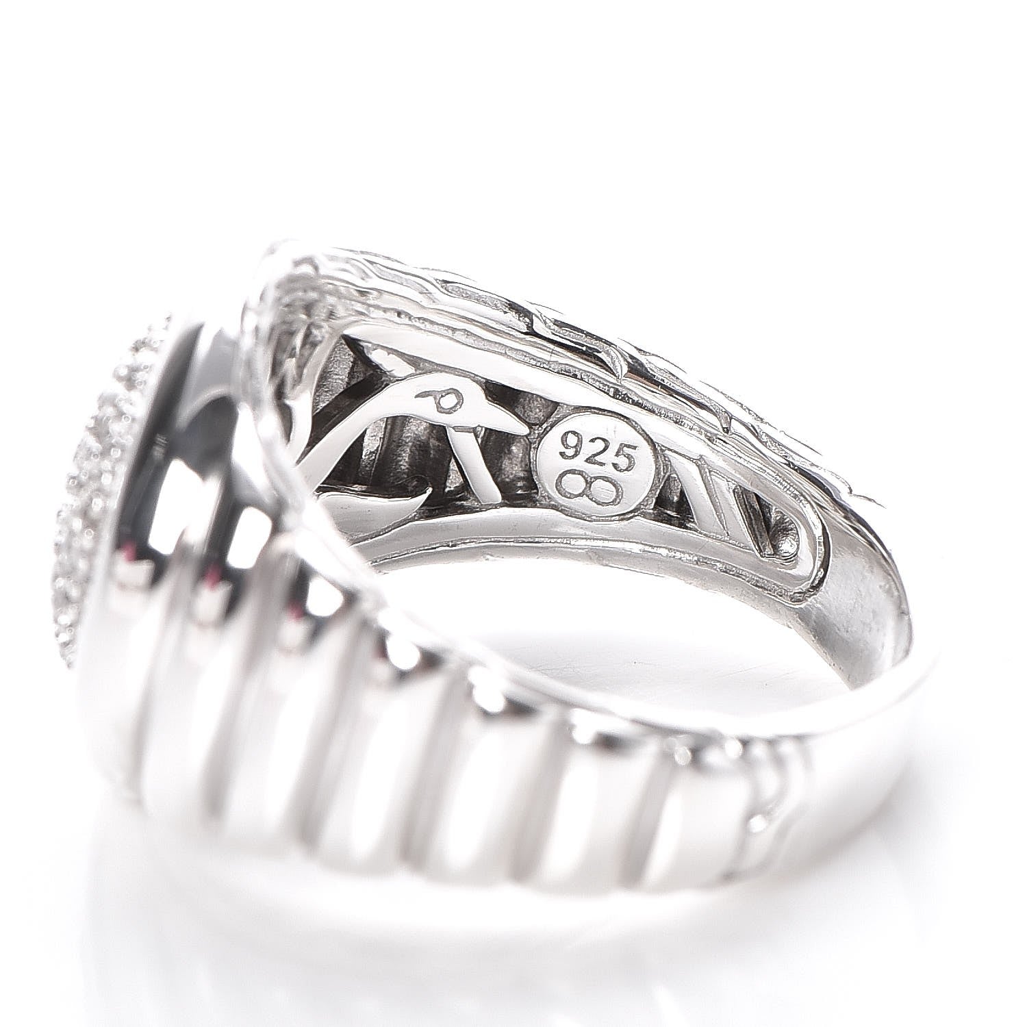 John Hardy Sterling Silver Diamond Bedeg Ring 57 8 5 of 5