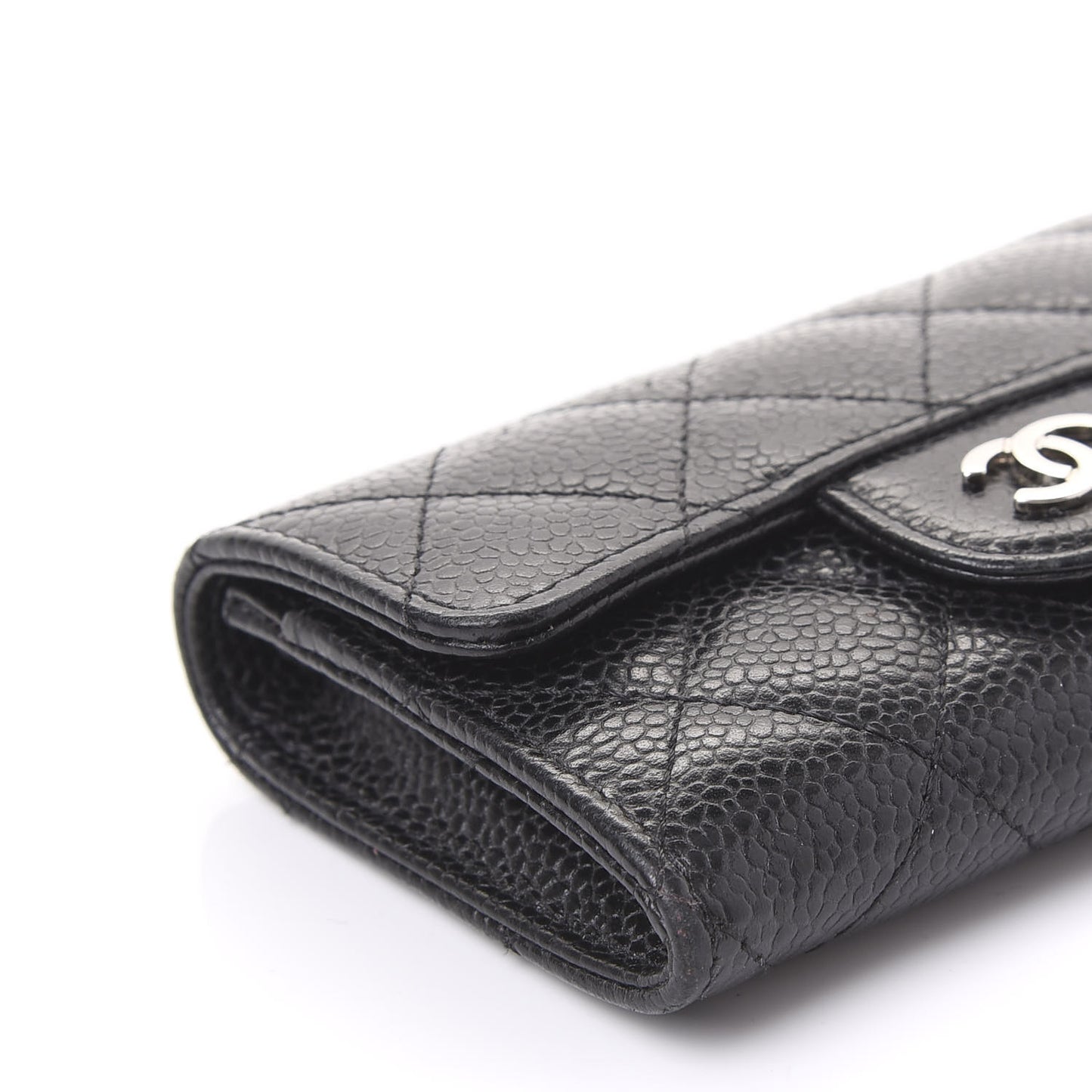 Caviar Quilted Flap Card Holder Black