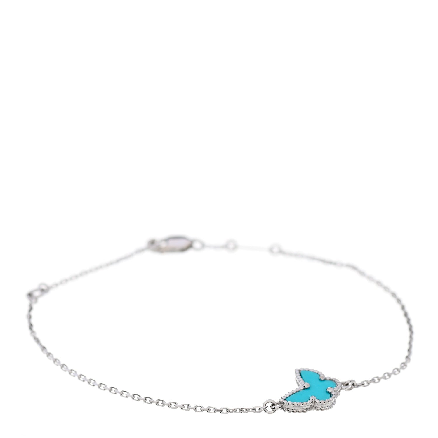 Van Cleef & Arpels 18K White Gold Turquoise Sweet Alhambra Butterfly Bracelet 1 of 5