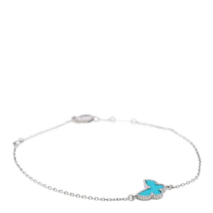Van Cleef & Arpels 18K White Gold Turquoise Sweet Alhambra Butterfly Bracelet 1 of 5