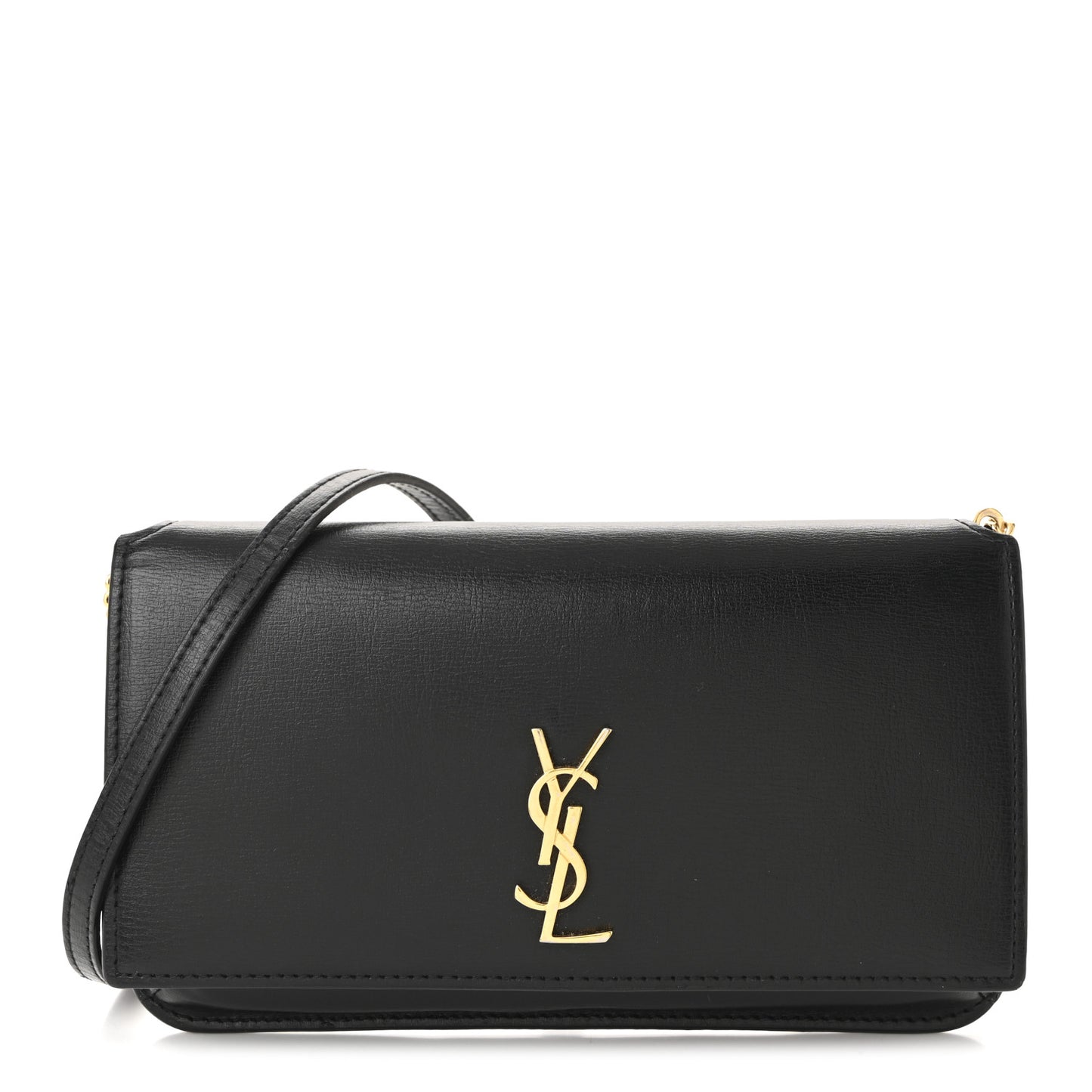 Smooth Calfskin Monogram Phone Holder Crossbody Black