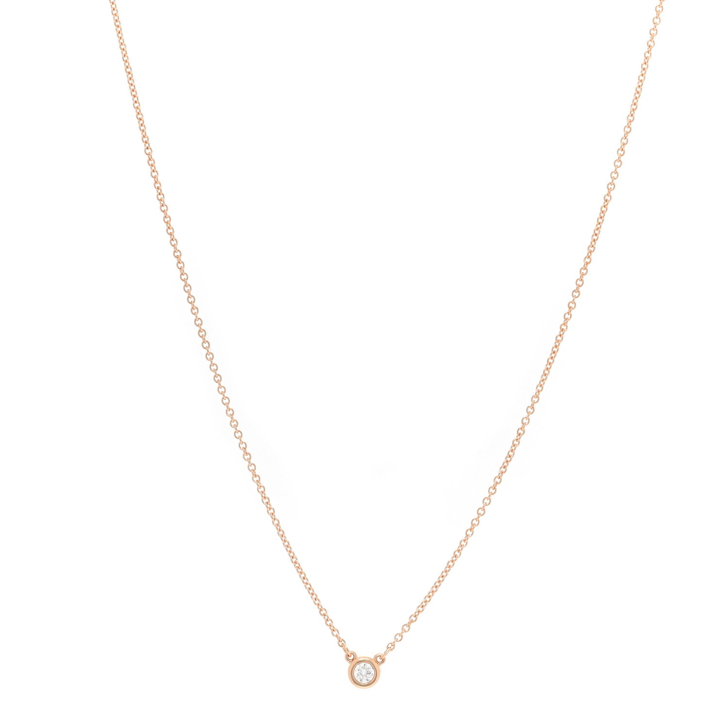 Tiffany 18K Rose Gold Diamond .07ct Elsa Peretti Diamonds by the Yard Pendant Necklace 1 of 4