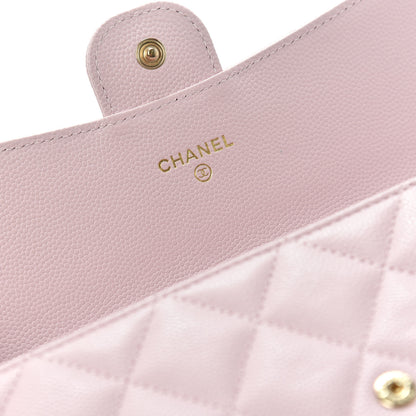 Chanel Caviar Quilted Large Gusset Flap Wallet Light Pink 5 of 8