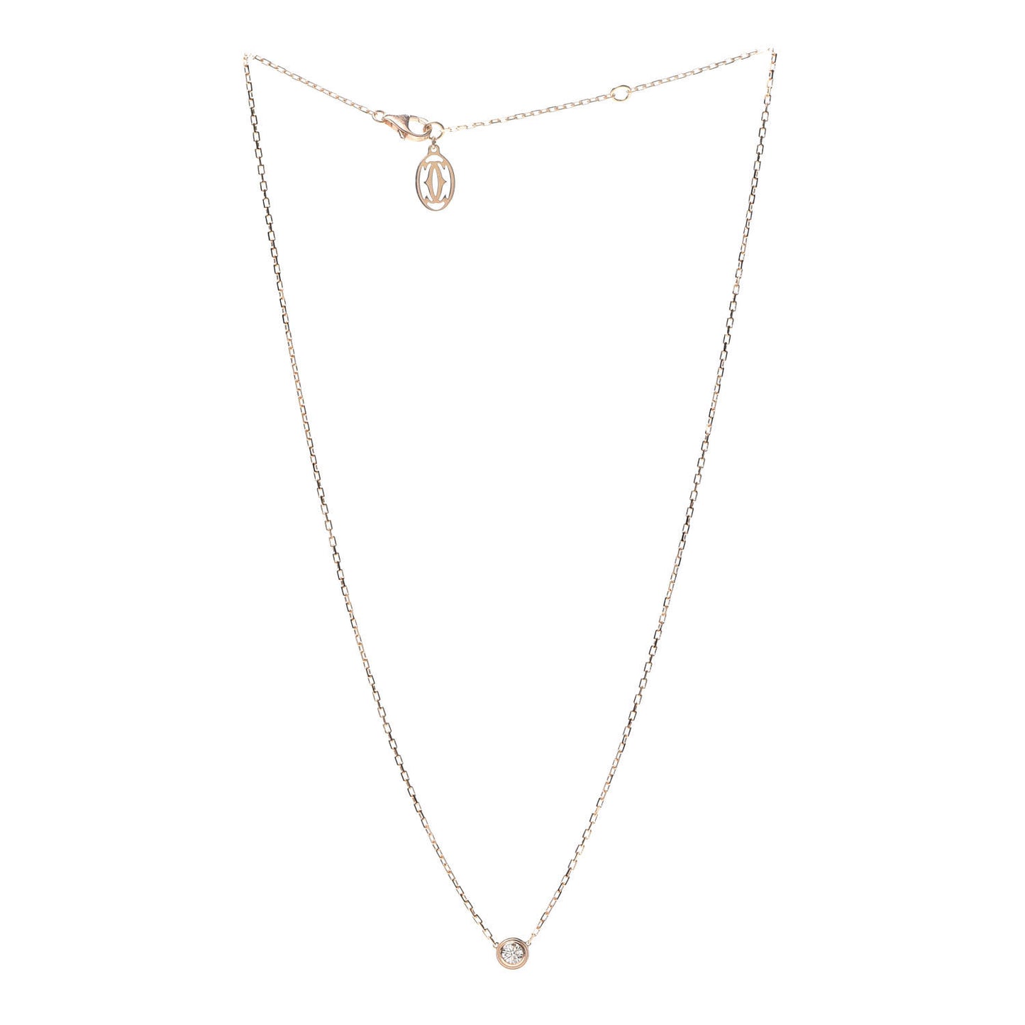 18K Pink Gold Diamond LM D'Amour Pendant Necklace