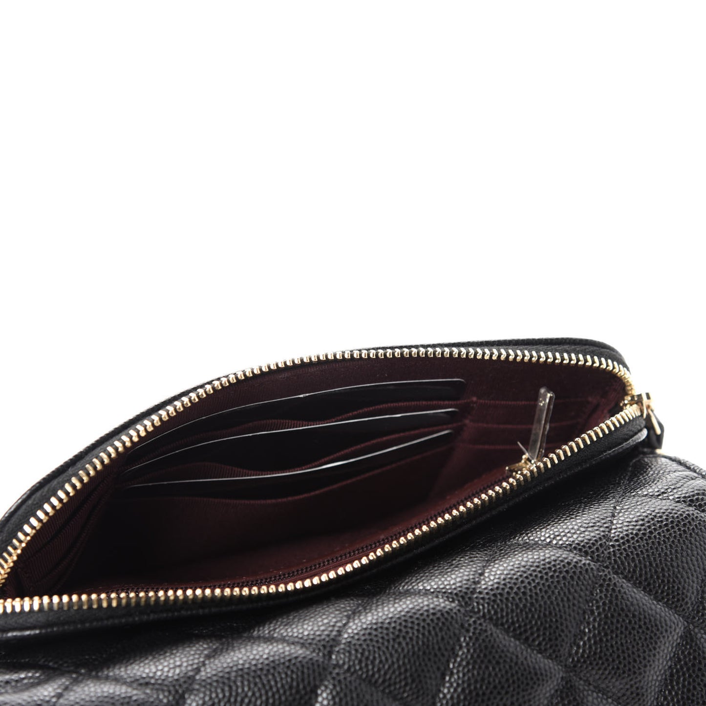 Caviar Quilted Flap Phone Holder With Chain Black
