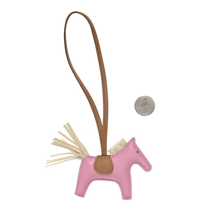 Hermes Milo Lambskin Grigri Rodeo Horse Bag Charm PM Mauve Sylvestre Craie Chai 3 of 4