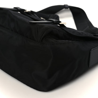 Prada Re-Nylon Vela Saffiano Pocket Double Buckle Messenger Shoulder Bag Black 7 of 7
