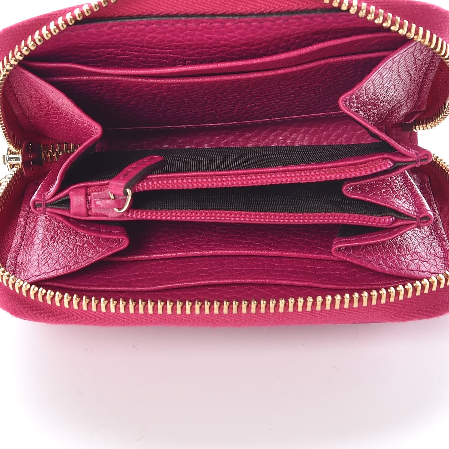 Gucci Pebbled Calfskin Soho Compact Disco Zip Around Wallet Bright Bougainvillea 5 of 8