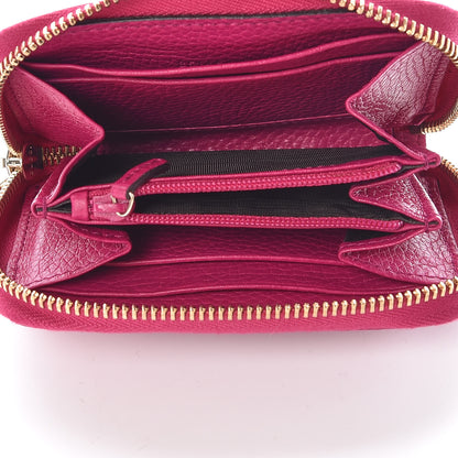 Gucci Pebbled Calfskin Soho Compact Disco Zip Around Wallet Bright Bougainvillea 5 of 8