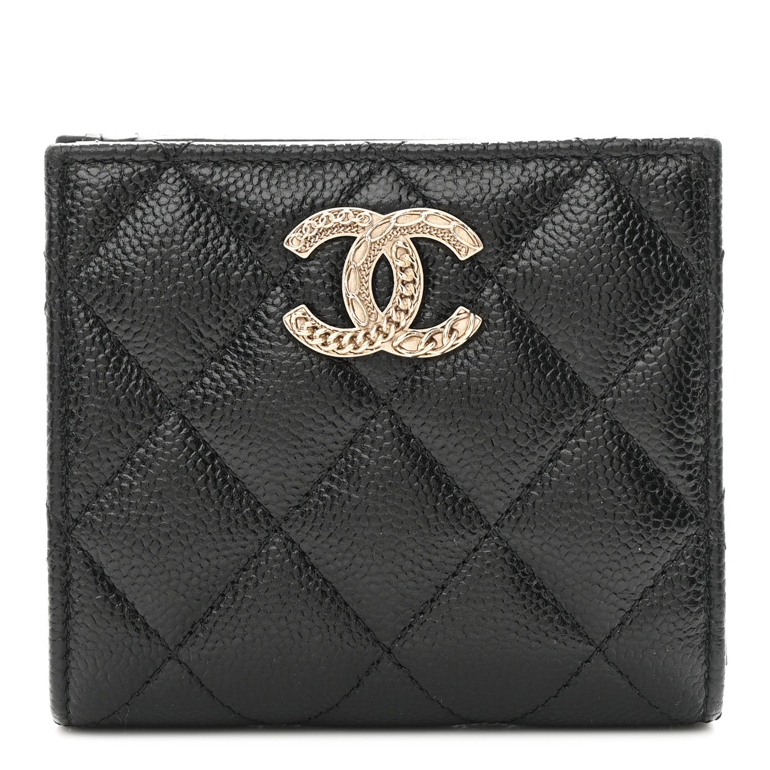 Chanel Caviar Quilted Multi Chain CC Compact Bifold Wallet Black 1 of 7