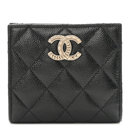 Chanel Caviar Quilted Multi Chain CC Compact Bifold Wallet Black 1 of 7