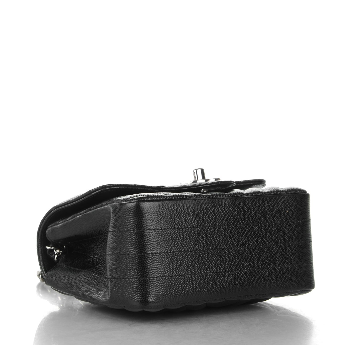 Caviar Chevron Quilted Mini Square Flap Black