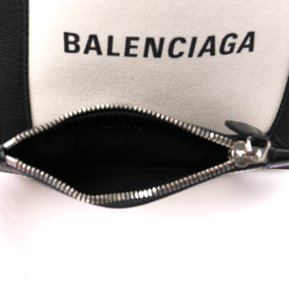 Balenciaga Cotton Canvas Calfskin Navy Cabas XS Natural Black 7 of 12
